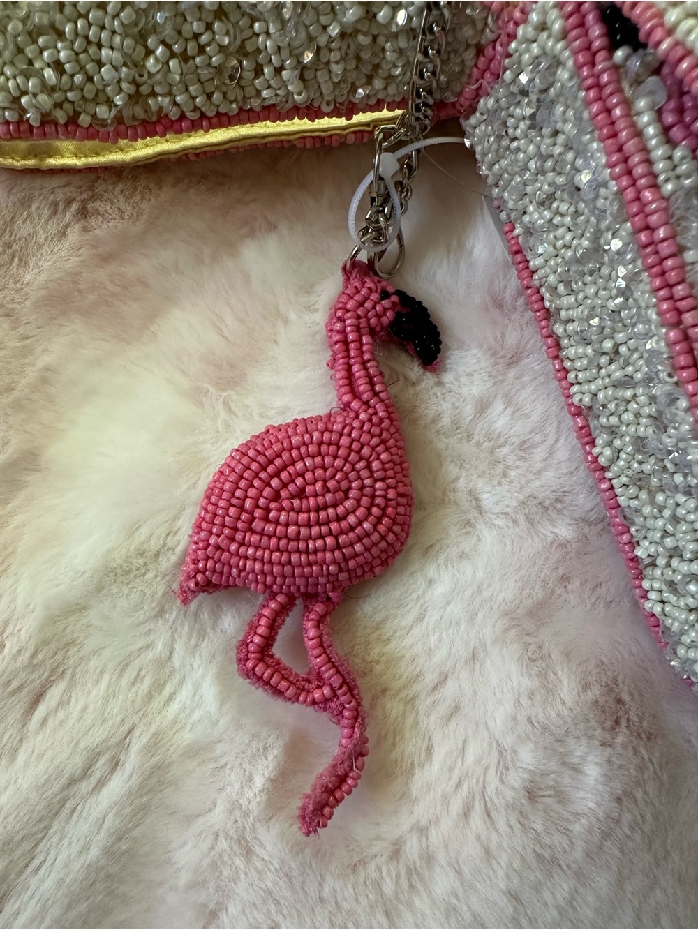 Flamingo Pink Beaded Shoulder Bag Purse - Handcrafted in India NWT - Picture 9 of 9